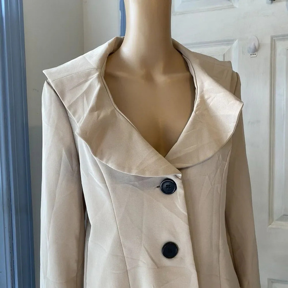 VTG Handmade/Machine Sew Blazer Womens M-L Cream 2 Button Business Suit Jacket - Picture 4 of 6